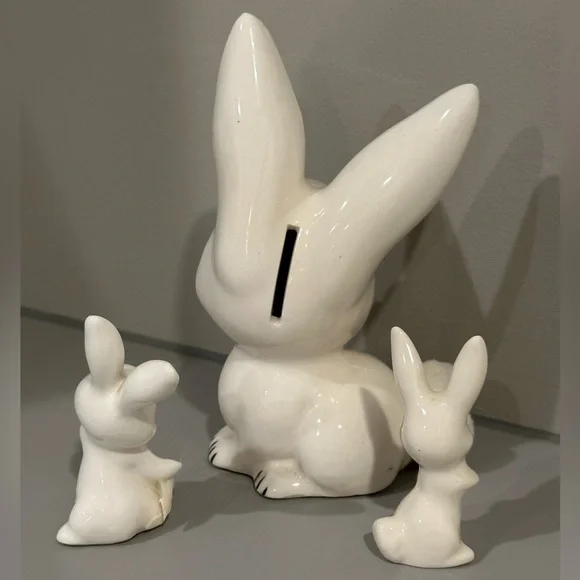 Vintage Rabbit Coin Bank Plus Two Rabbit Figurines CLOSET CLEAR OUT TODAY - Picture 2 of 12